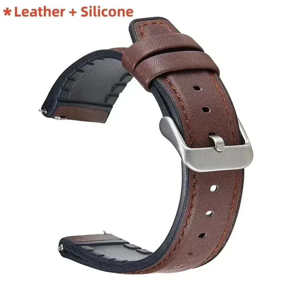 Bracelet cuir et silicone 22 mm pour Huawei et Amazfit