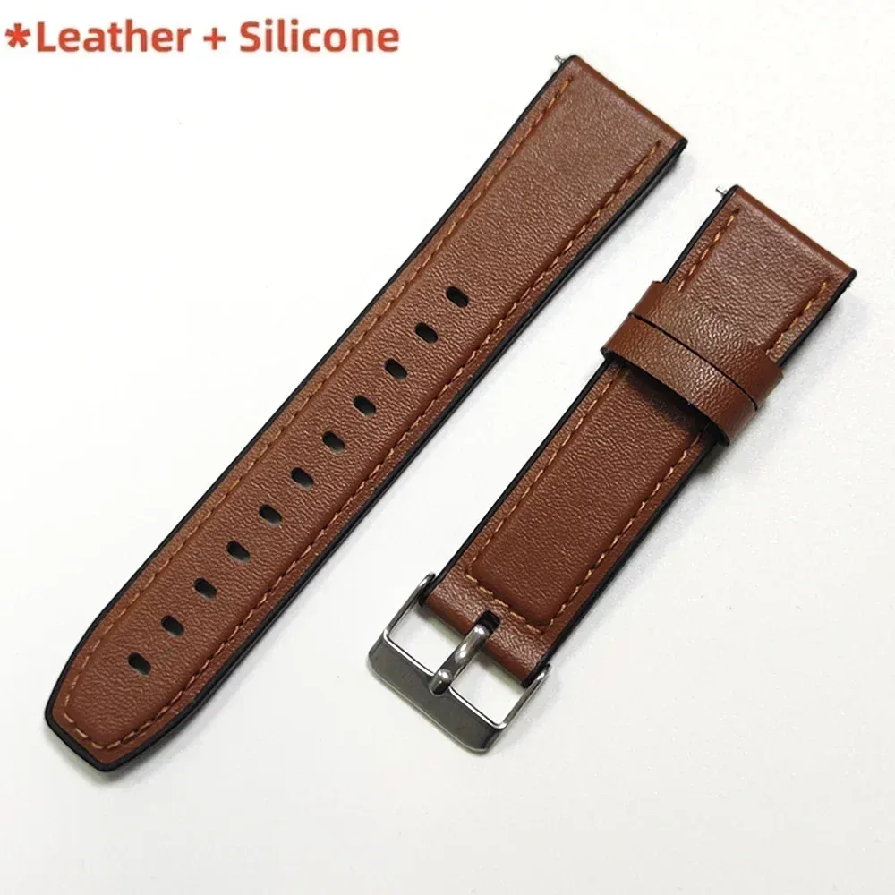 Bracelet cuir et silicone 22 mm pour Huawei et Amazfit