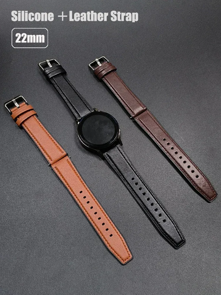 Bracelet cuir et silicone 22 mm pour Huawei et Amazfit