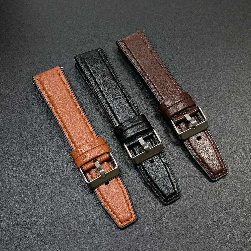 Bracelet cuir et silicone 22 mm pour Huawei et Amazfit