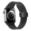 Bracelet cuir et silicone pour Apple Watch 38 à 49 mm – Couleur du bracelet Black