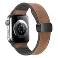 Bracelet cuir et silicone pour Apple Watch 38 à 49 mm – Couleur du bracelet Brown