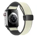 Bracelet cuir et silicone pour Apple Watch 38 à 49 mm – Couleur du bracelet Creamy-white