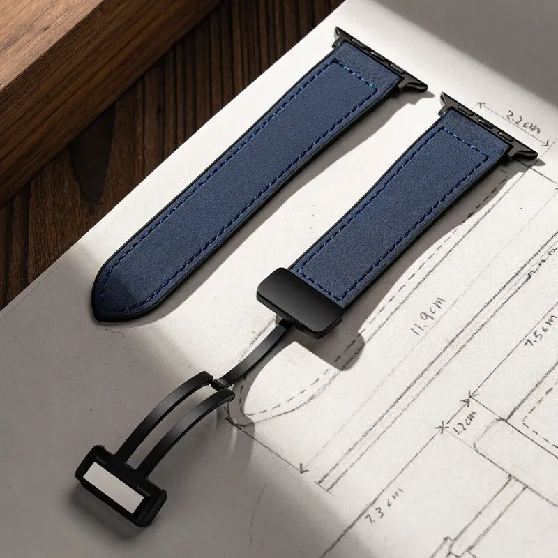 Bracelet cuir et silicone pour Apple Watch 38 à 49 mm