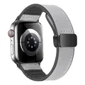 Bracelet cuir et silicone pour Apple Watch 38 à 49 mm – Couleur du bracelet Grey