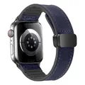 Bracelet cuir et silicone pour Apple Watch 38 à 49 mm – Couleur du bracelet Midnight Blue