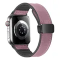 Bracelet cuir et silicone pour Apple Watch 38 à 49 mm – Couleur du bracelet Rouge