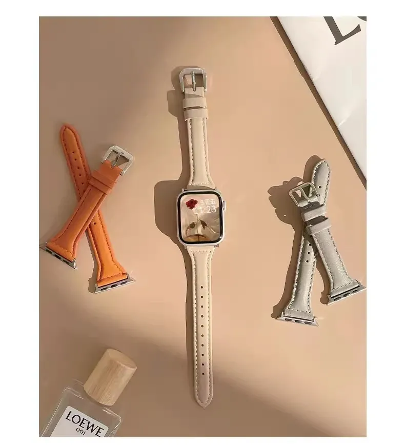 Bracelet cuir fin pour Apple Watch 38 à 49 mm