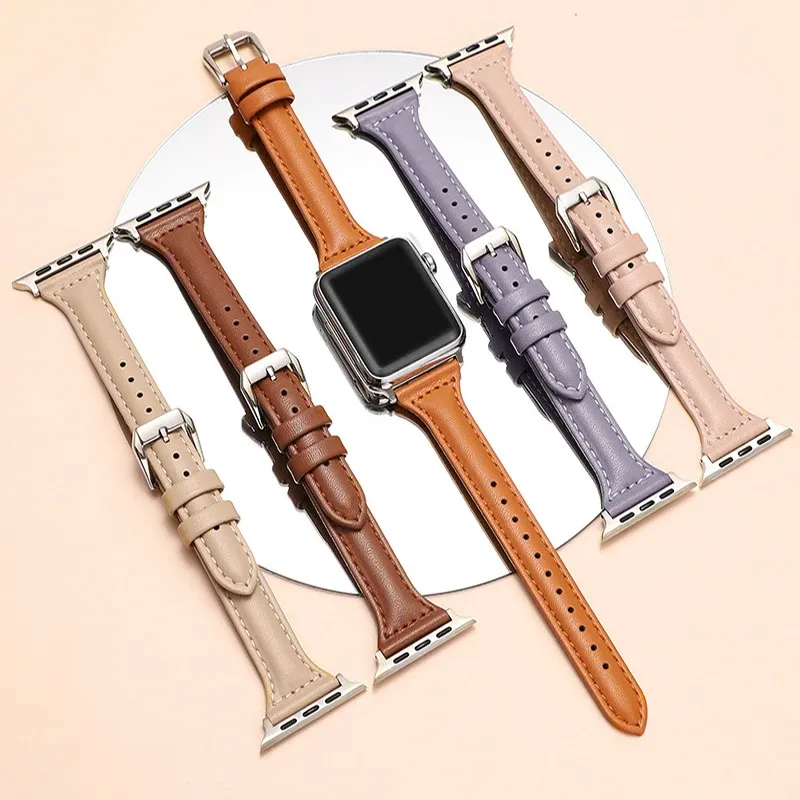 Bracelet cuir fin pour Apple Watch 38 à 49 mm