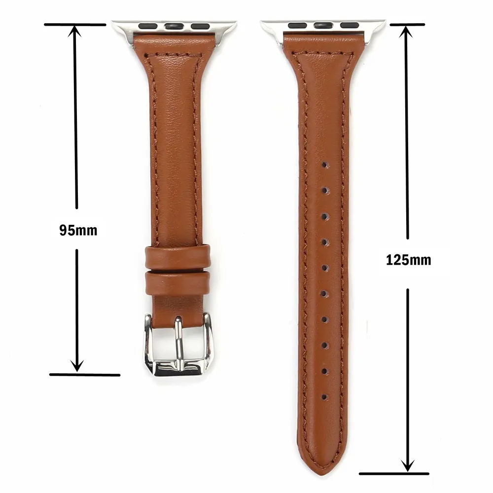 Bracelet cuir fin pour Apple Watch 38 à 49 mm