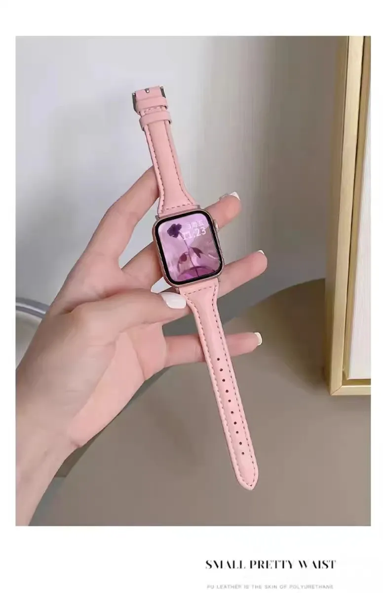 Bracelet cuir fin pour Apple Watch 38 à 49 mm