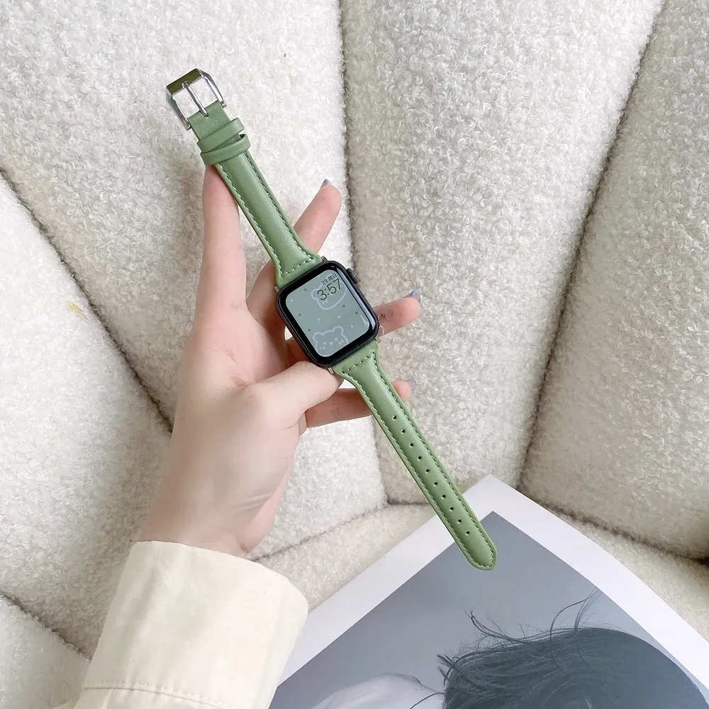 Bracelet cuir fin pour Apple Watch 38 à 49 mm