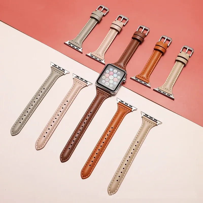 Bracelet cuir fin pour Apple Watch 38 à 49 mm