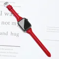 Bracelet cuir fin pour Apple Watch 38 à 49 mm – Couleur du bracelet red 05