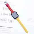 Bracelet cuir fin pour Apple Watch 38 à 49 mm – Couleur du bracelet yellow red 15