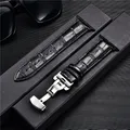 Bracelet cuir gaufré affaires pour Apple Watch 38 à 45 mm – Couleur du bracelet Black-Black