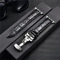 Bracelet cuir gaufré affaires pour Apple Watch 38 à 45 mm – Couleur du bracelet Black-Silver