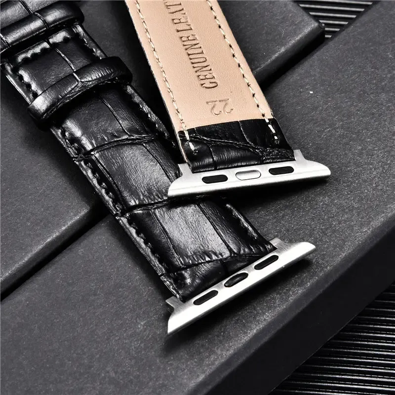 Bracelet cuir gaufré affaires pour Apple Watch 38 à 45 mm