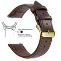 Bracelet cuir grainé 18 à 22 mm dégagement rapide – Band Color Dark Brown Gold