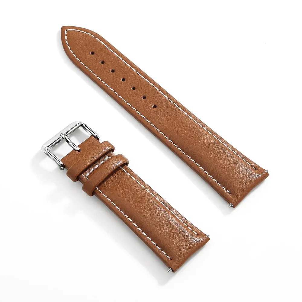 Bracelet cuir grainé 18 à 22 mm dégagement rapide