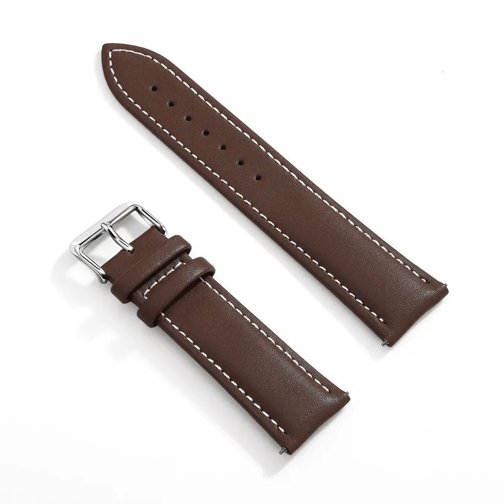 Bracelet cuir grainé 18 à 22 mm dégagement rapide