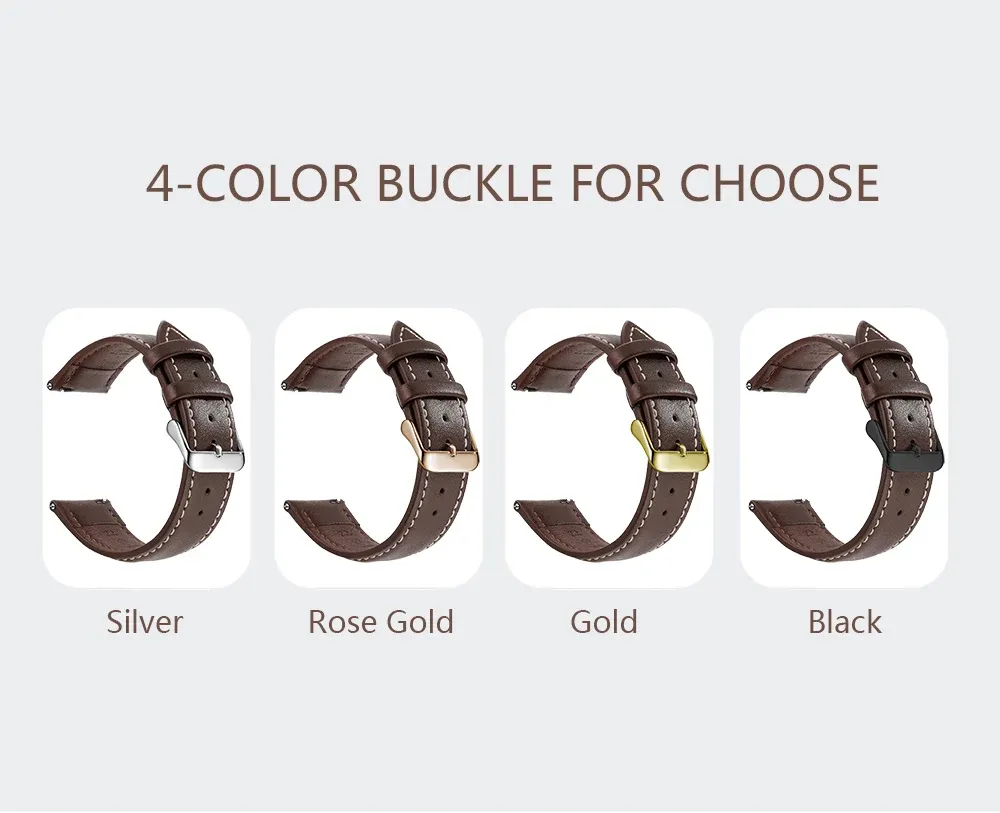 Bracelet cuir grainé 18 à 22 mm dégagement rapide