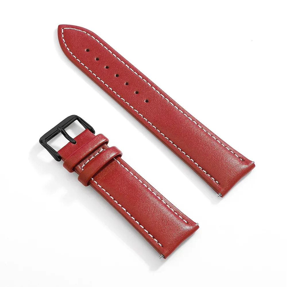 Bracelet cuir grainé 18 à 22 mm dégagement rapide