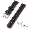 Bracelet cuir grainé 20 à 22 mm dégagement rapide – Couleur du bracelet Black Red 1