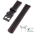 Bracelet cuir grainé 20 à 22 mm dégagement rapide – Couleur du bracelet Black Red 2