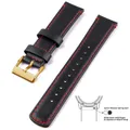 Bracelet cuir grainé 20 à 22 mm dégagement rapide – Couleur du bracelet Black Red 3