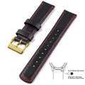 Bracelet cuir grainé 20 à 22 mm dégagement rapide – Couleur du bracelet Black Red 4