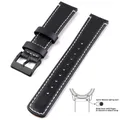 Bracelet cuir grainé 20 à 22 mm dégagement rapide – Couleur du bracelet Black White 2