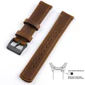 Bracelet cuir grainé 20 à 22 mm dégagement rapide – Couleur du bracelet Caramel 2