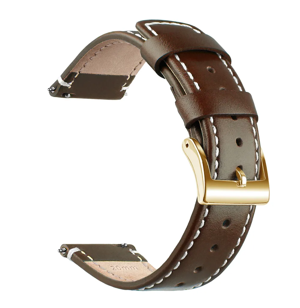 Bracelet cuir grainé 20 à 22 mm dégagement rapide