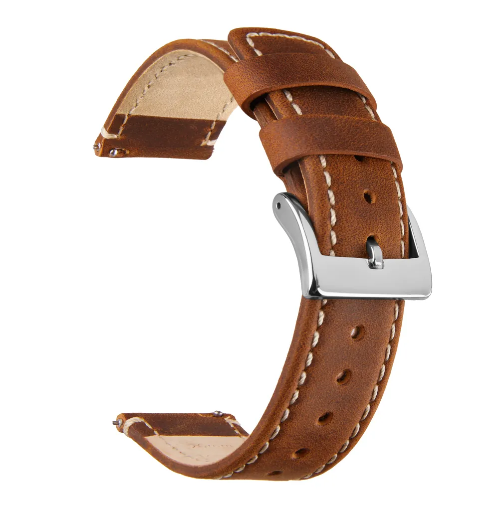 Bracelet cuir grainé 20 à 22 mm dégagement rapide