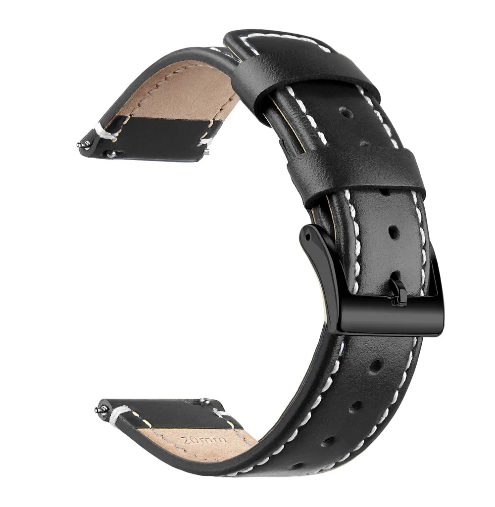 Bracelet cuir grainé 20 à 22 mm dégagement rapide
