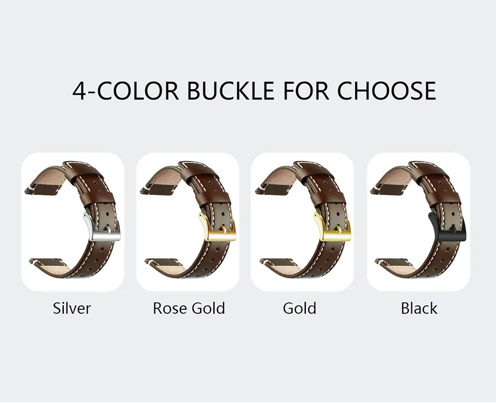 Bracelet cuir grainé 20 à 22 mm dégagement rapide