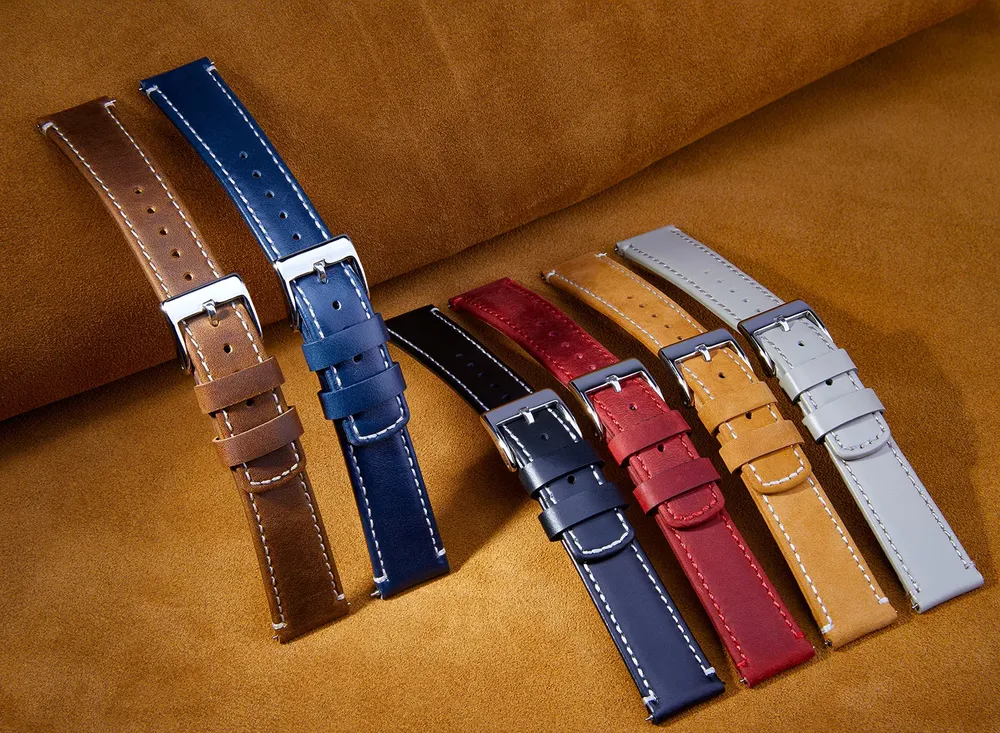 Bracelet cuir grainé 20 à 22 mm dégagement rapide