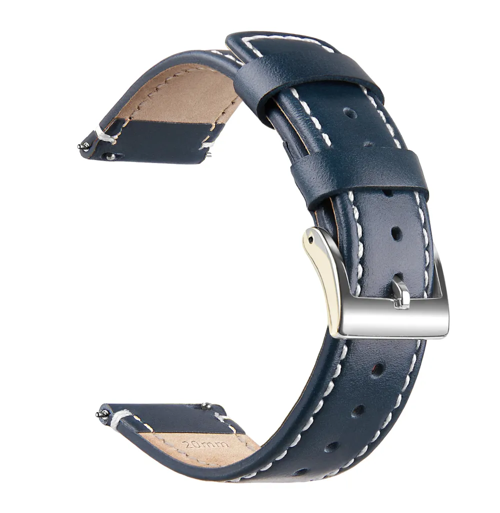 Bracelet cuir grainé 20 à 22 mm dégagement rapide