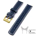 Bracelet cuir grainé 20 à 22 mm dégagement rapide – Couleur du bracelet Navy Blue White 4