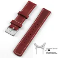 Bracelet cuir grainé 20 à 22 mm dégagement rapide – Couleur du bracelet Red Wine White 1