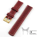 Bracelet cuir grainé 20 à 22 mm dégagement rapide – Couleur du bracelet Red Wine White 3