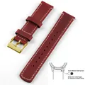 Bracelet cuir grainé 20 à 22 mm dégagement rapide – Couleur du bracelet Red Wine White 4
