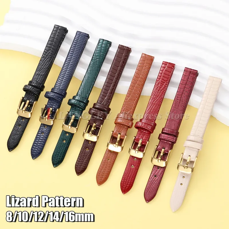 Bracelet cuir lézard fin 8 à 16 mm