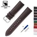 Bracelet cuir litchi souple 14 à 22 mm – Couleur du bracelet brown (white line)