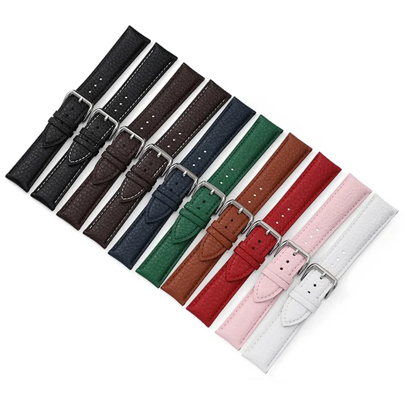 Bracelet cuir litchi souple 14 à 22 mm