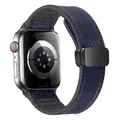 Bracelet cuir magnétique pour Apple Watch 38 à 49 mm – Couleur du bracelet Bleu