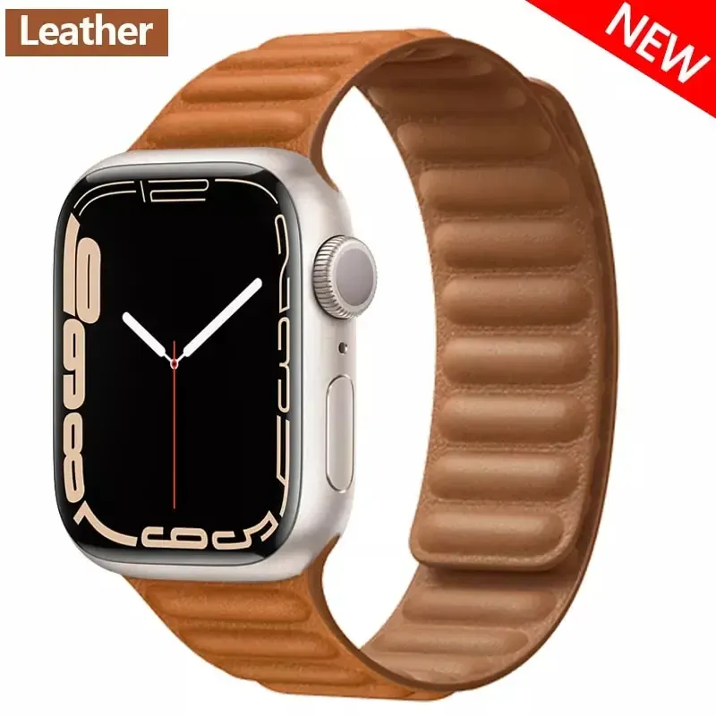 Bracelet cuir magnétique pour Apple Watch 38 à 49 mm