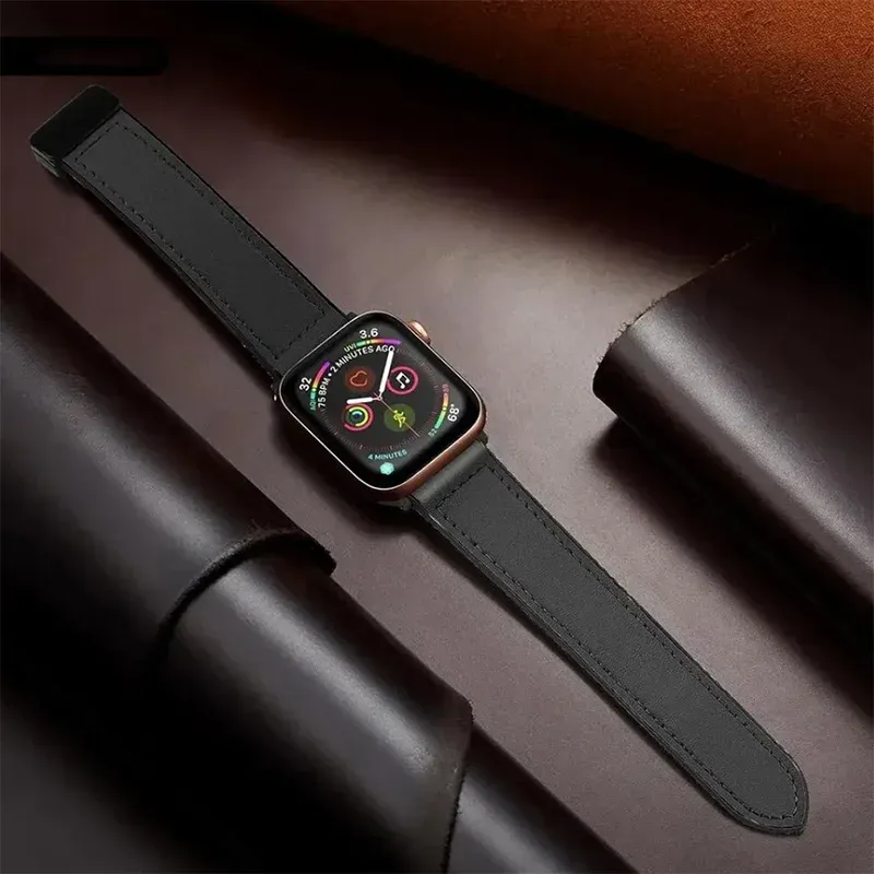 Bracelet cuir magnétique pour Apple Watch 38 à 49 mm