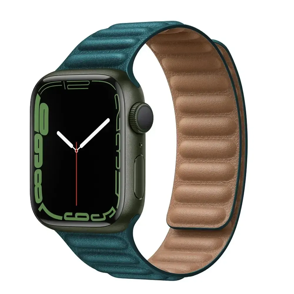 Bracelet cuir magnétique pour Apple Watch 38 à 49 mm